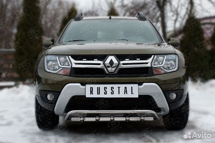 Renault Duster 2015 Защита переднего бампера+зубы