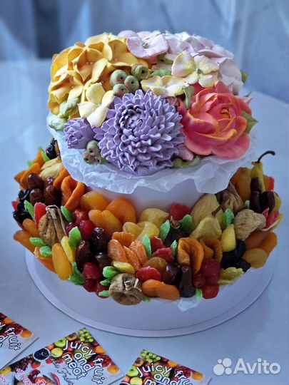 Съедобный букет, цветы из зефира, из сухофруктов