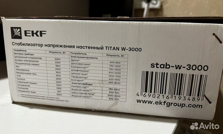 Стабилизатор напряжения настенный titan W-3000 EKF