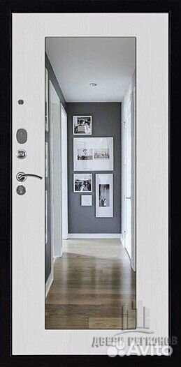 Дверь входная Вектор с зеркалом