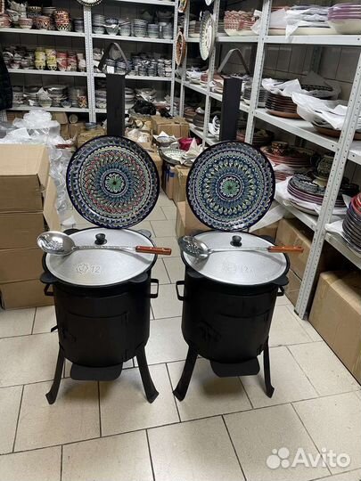 Казан Чугунный 12 литров с Печью + Лягaн +Шумовка