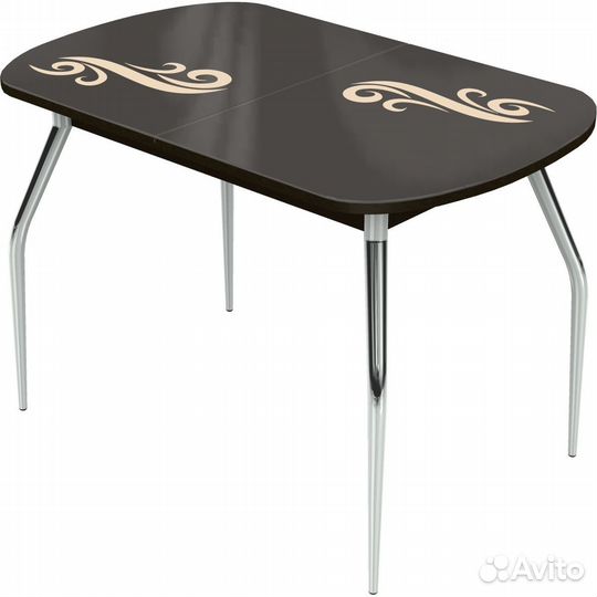 Стол «Ривьера» Смок 120x80 стекло коричневый, хром