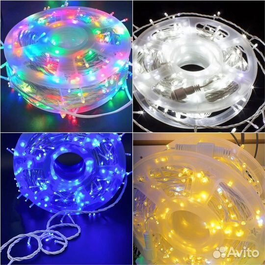 Гирлянда уличная катушка 100 м белый провод