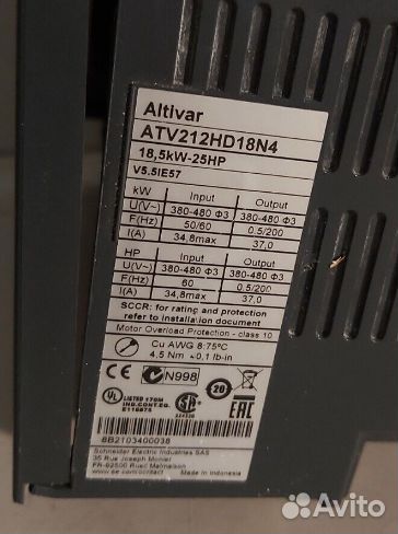 Преобразователь Schneider Electric ATV212HD18N4