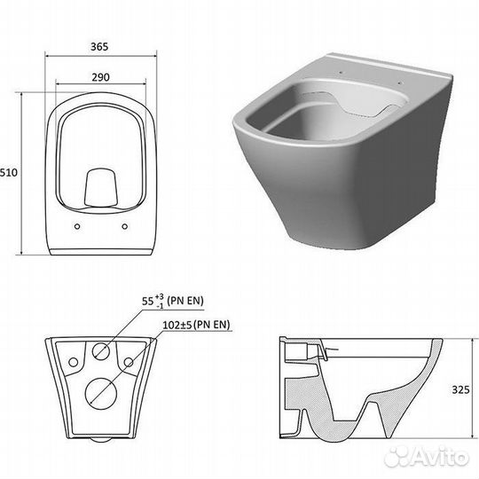 Унитаз подвесной Ravak Classic rimoff безободковый