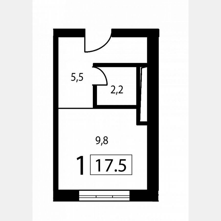 Апартаменты-студия, 17,5 м², 9/9 эт.