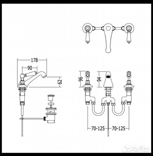 Devon&Devon Смеситель для раковины, 3 отв