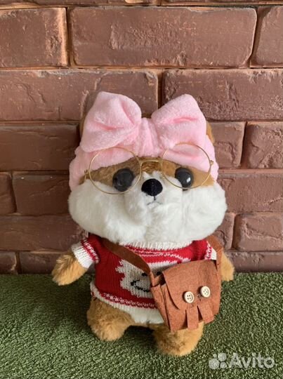 Мягкая игрушка/лалафанфан/Шибу Ину/собачка в очках