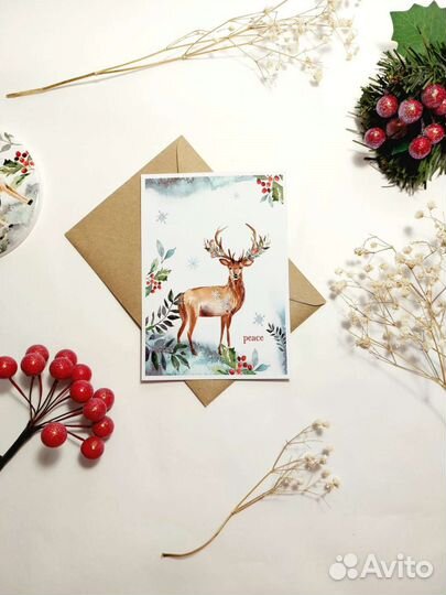 Открытки акварельные авторские С6 Новый год