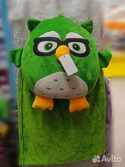 Мягкая игрушка 3в1 сова с плюшевый пледом