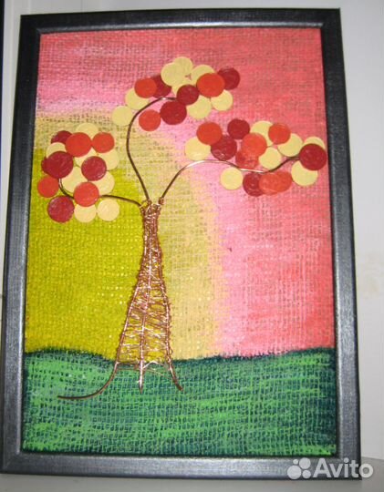 Картина денежное дерево из монет ручной работы