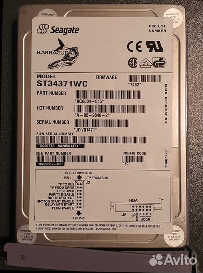 Старый U-Wide scsi Seagate Barracuda st34371wc 4.3