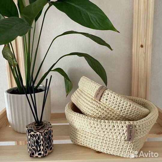 Набор вязаных корзина для хранения ручной работы