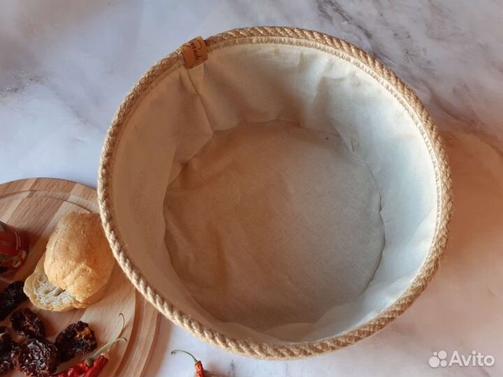 Хлебница 2в1 из джута с крышкой доской