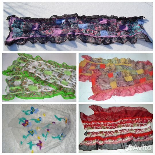 Шарф валяный шерсть/шелк. Новый