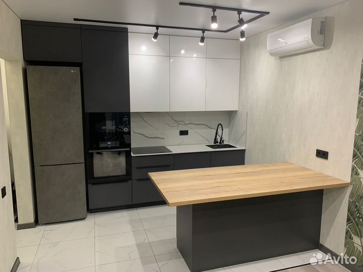 Кухня гафит белый глянец