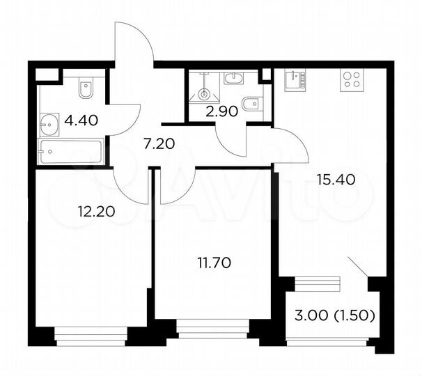 2-к. квартира, 55,3 м², 6/23 эт.