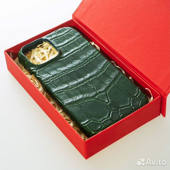 Чехол iPhone 13 / 14 Pro Max крокодил зелёный