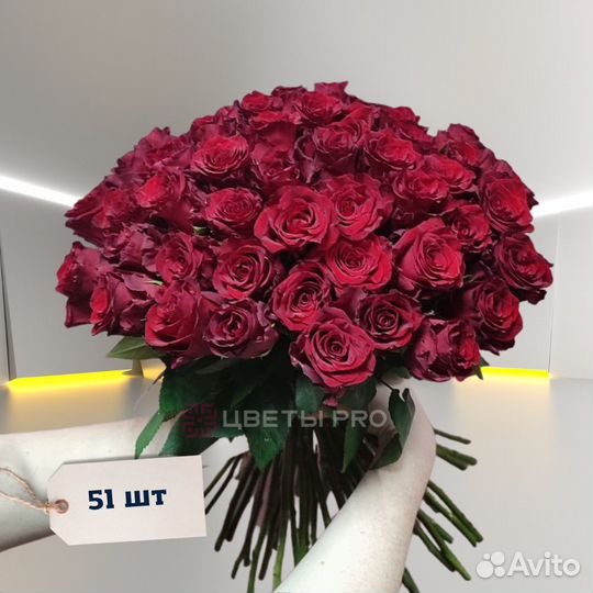 Букет красных роз, Кения, 50см 19 шт