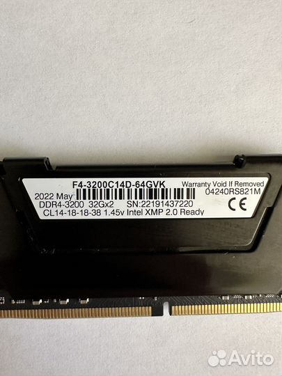 Опер память ddr4 G.skill ripjawsv 32gb 3200 cl14