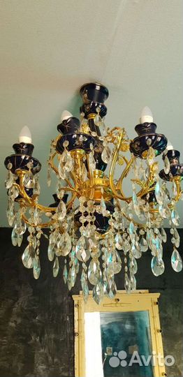Люстра хрусталь латунь фарфор