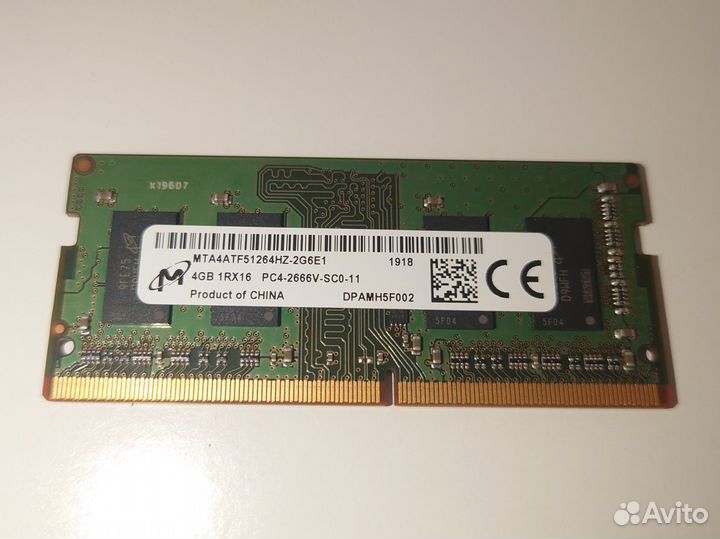 Оперативная память для ноутбука DDR4 SO-dimm 4 GB