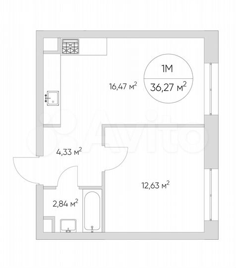 1-к. апартаменты, 36,3 м², 8/21 эт.