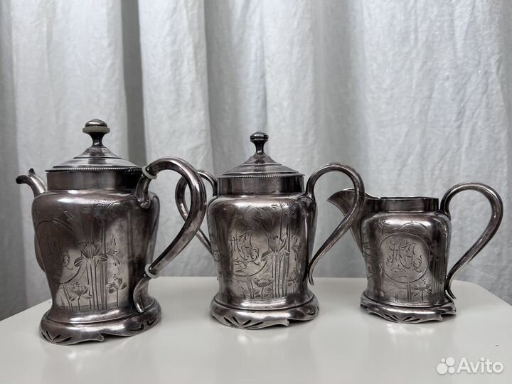 Чайный сервиз, серебро 84 чайник сахарн молочник