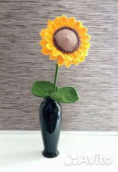 Подсолнухи цветы. Вязаный букет. Декор для дома