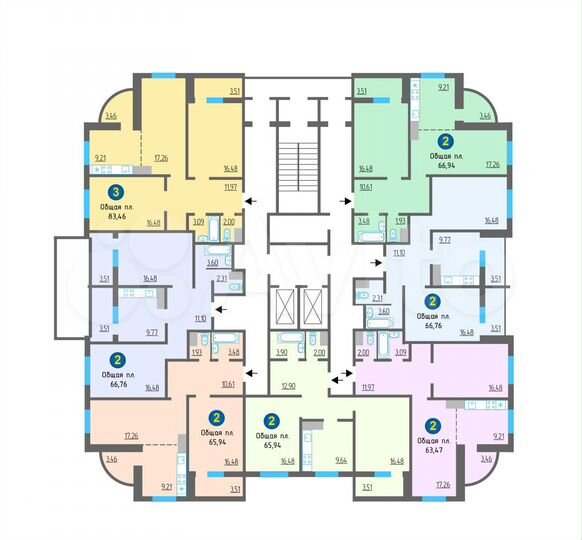 2-к. квартира, 64 м², 8/19 эт.