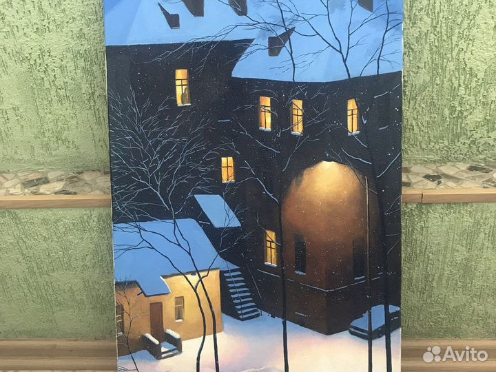 Картина «Старый двор.Первый снег». Холст, масло