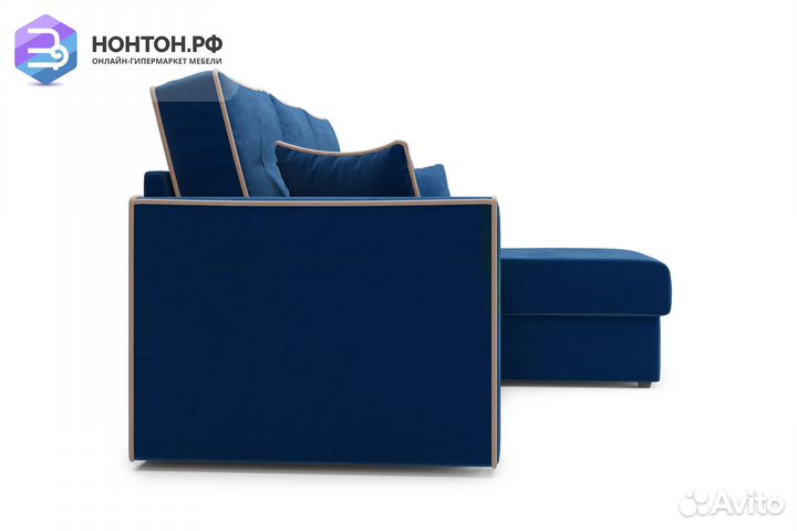Диван угловой дельфин Леон темно-синий