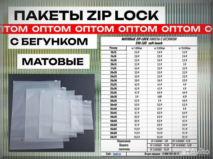 Зип пакеты с бегунком с нанесением логотипа от фабрики 30х40