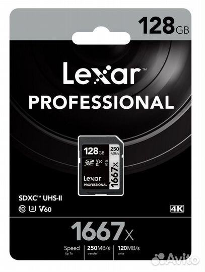 Lexar sdxc 128Gb Professional UHS-II V60 1667x