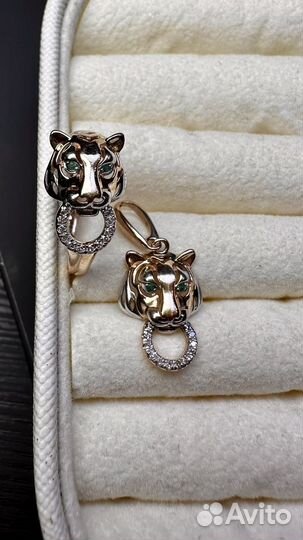 Кольцо, подвеска, золото бриллианты, изумруды