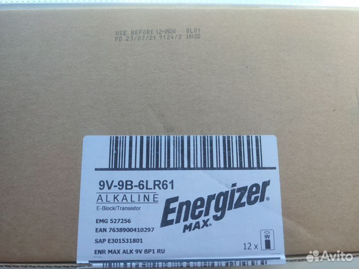 Батарейки energizer 9v