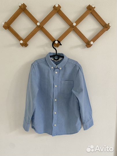 Рубашка h&m 116 голубая