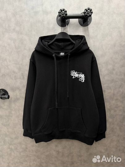 Худи Stussy оверсайз черное унисекс