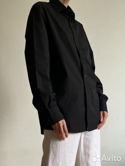 Рубашка мужская черная slim fit