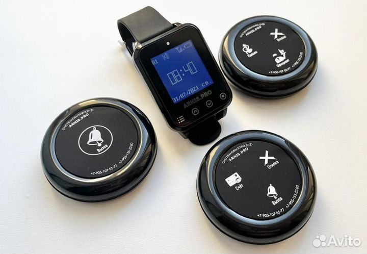 Кнопка вызова официанта Ультра IP67 и часы IP65