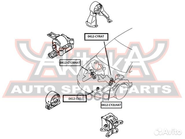 Подушка двигателя ат прав 0412CY2rhat asva