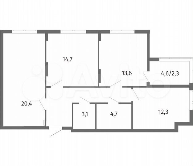 3-к. квартира, 81,5 м², 5/13 эт.