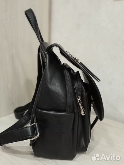 Рюкзак женский натуральная кожа черный