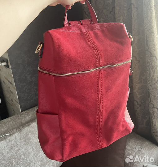 Новый женский рюкзак из нубука, красный