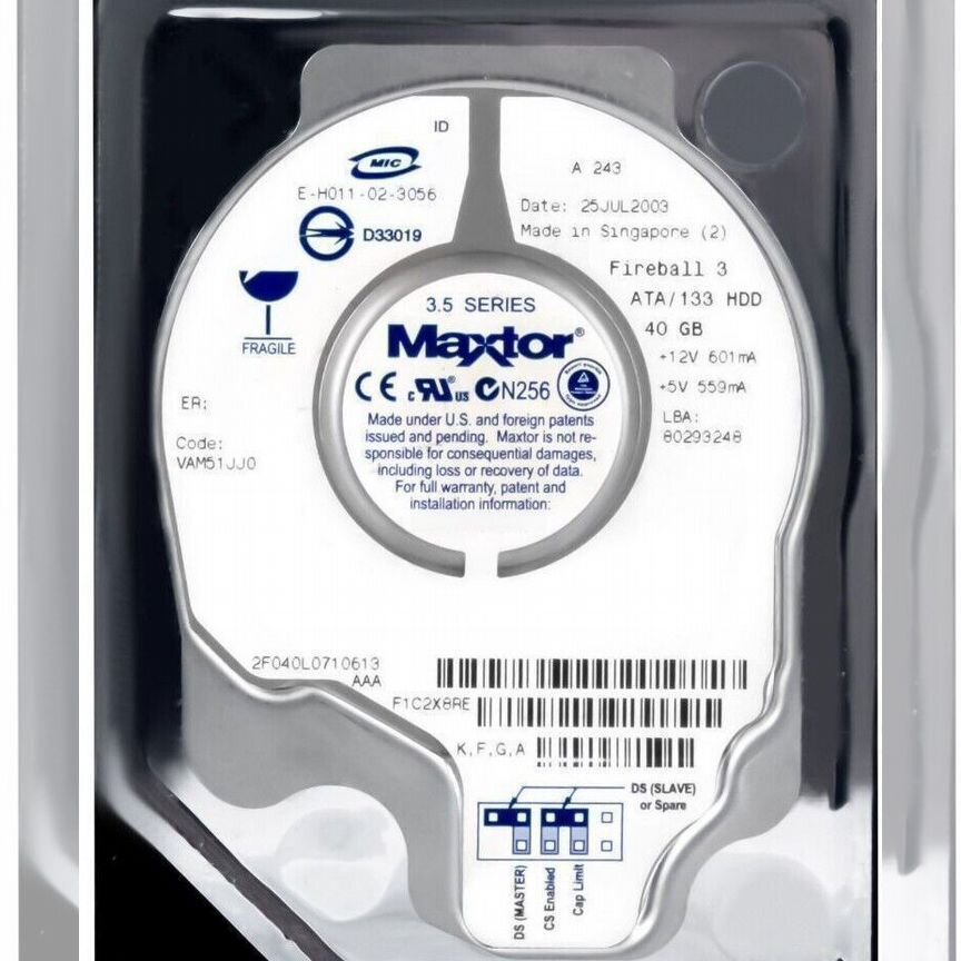 [2F040L0] Жесткий Диск Maxtor 40gb Ide 3.5" Hdd 2f040l0