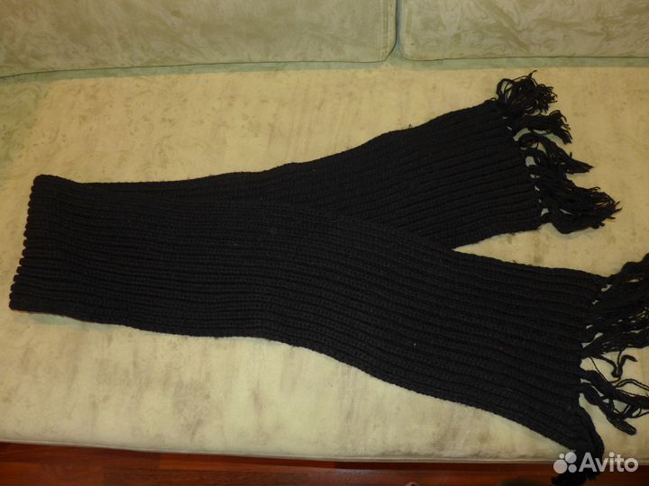 Шарф чёрный полушерстяной