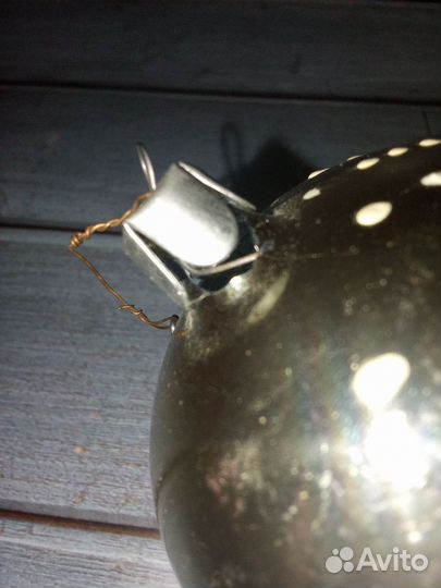 Ёлочная игрушка Шар в точку серебряный СССР