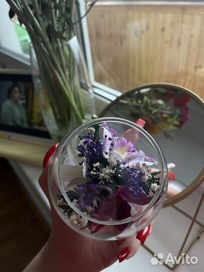 Живой цветок в стекле