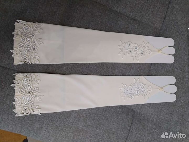 Митенки свадебные айвори