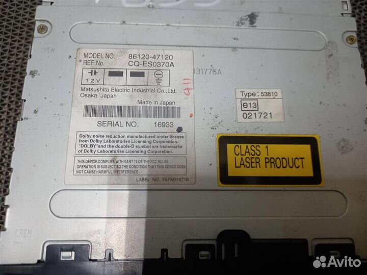 Магнитола toyota prius NHW20